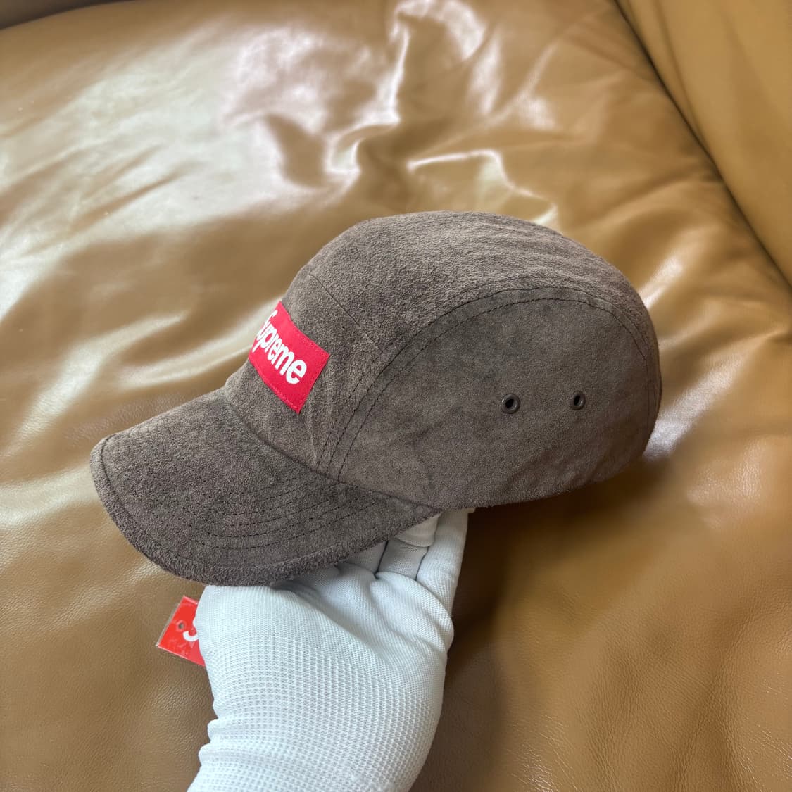 슈프림 캠프캡 모자 박스로고 23ss 스웨이드 브라운 상품이미지5