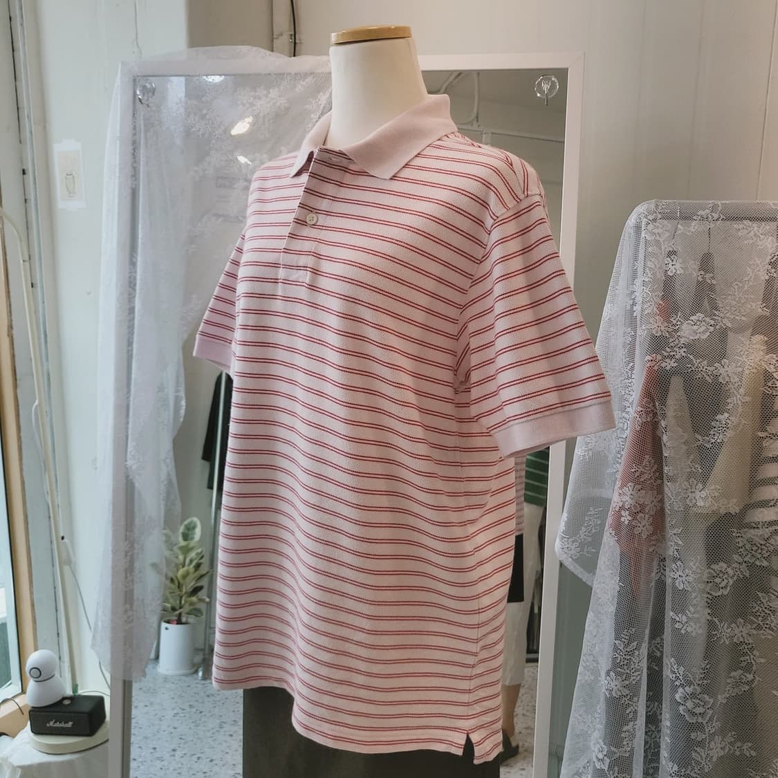 Uniqlo JPN 핑크 스트라이프 피케티셔츠 상품이미지8