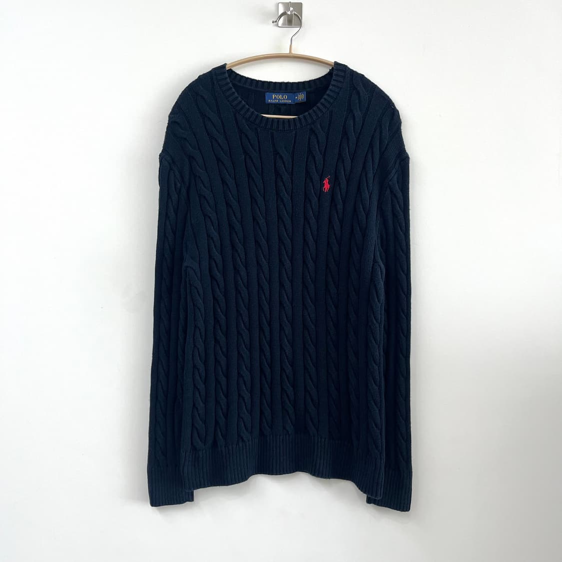 폴로 랄프로렌 신형 네이비 케이블 니트 코튼 스웨터 상품이미지2