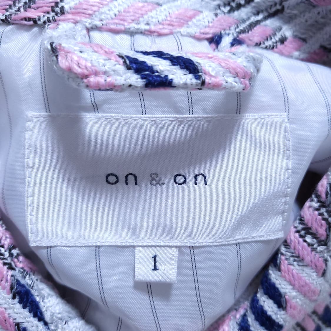 온앤온 여성 오버핏 트위드자켓 S 0302 뽀샤샤 상품이미지6