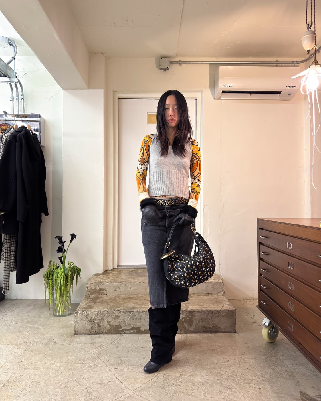 LIMI feu Layered Waist Denim Skirt/ M 상품이미지7