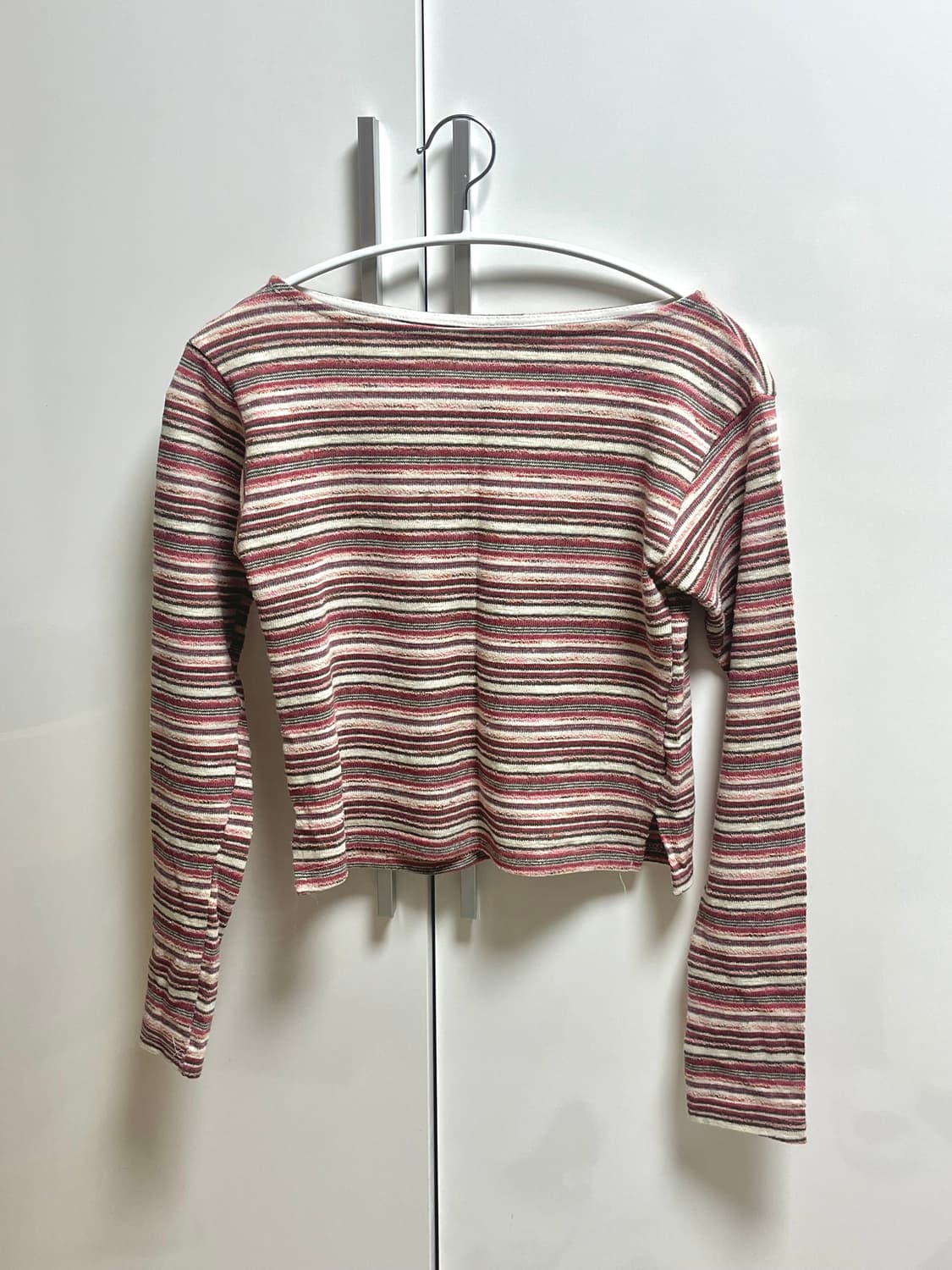 스트라이프 세미 크롭 탑  상품이미지2