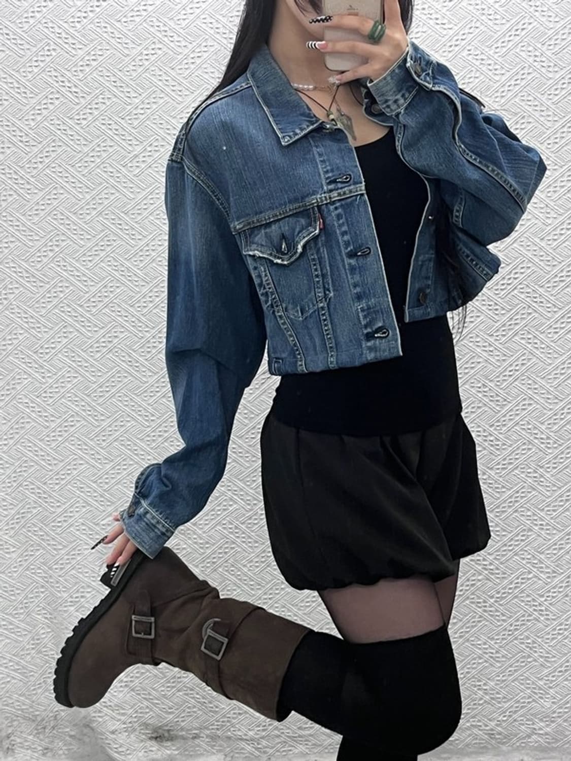 리바이스 70550 빈티지 커스텀 크롭 데님 자켓 M C10586 상품이미지1