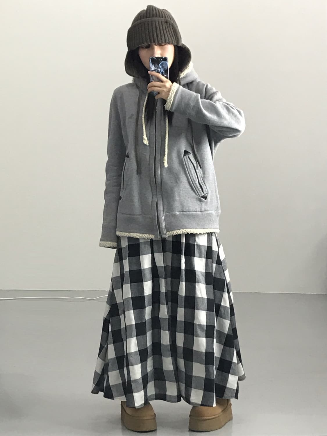 Jpn Poly Checked Long Skirts 상품이미지3