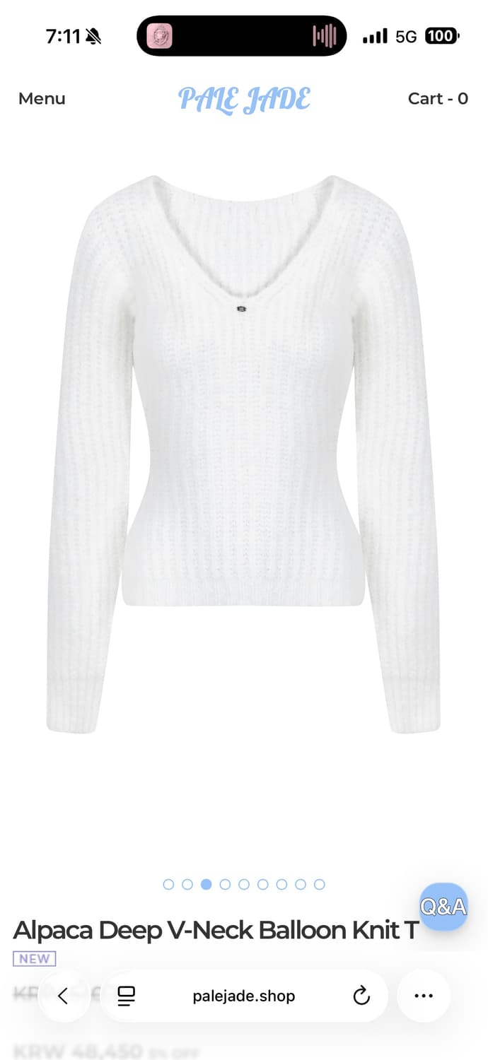 페일제이드 알파카 딥 브이넥 벌룬 니트 화이트 상품이미지2