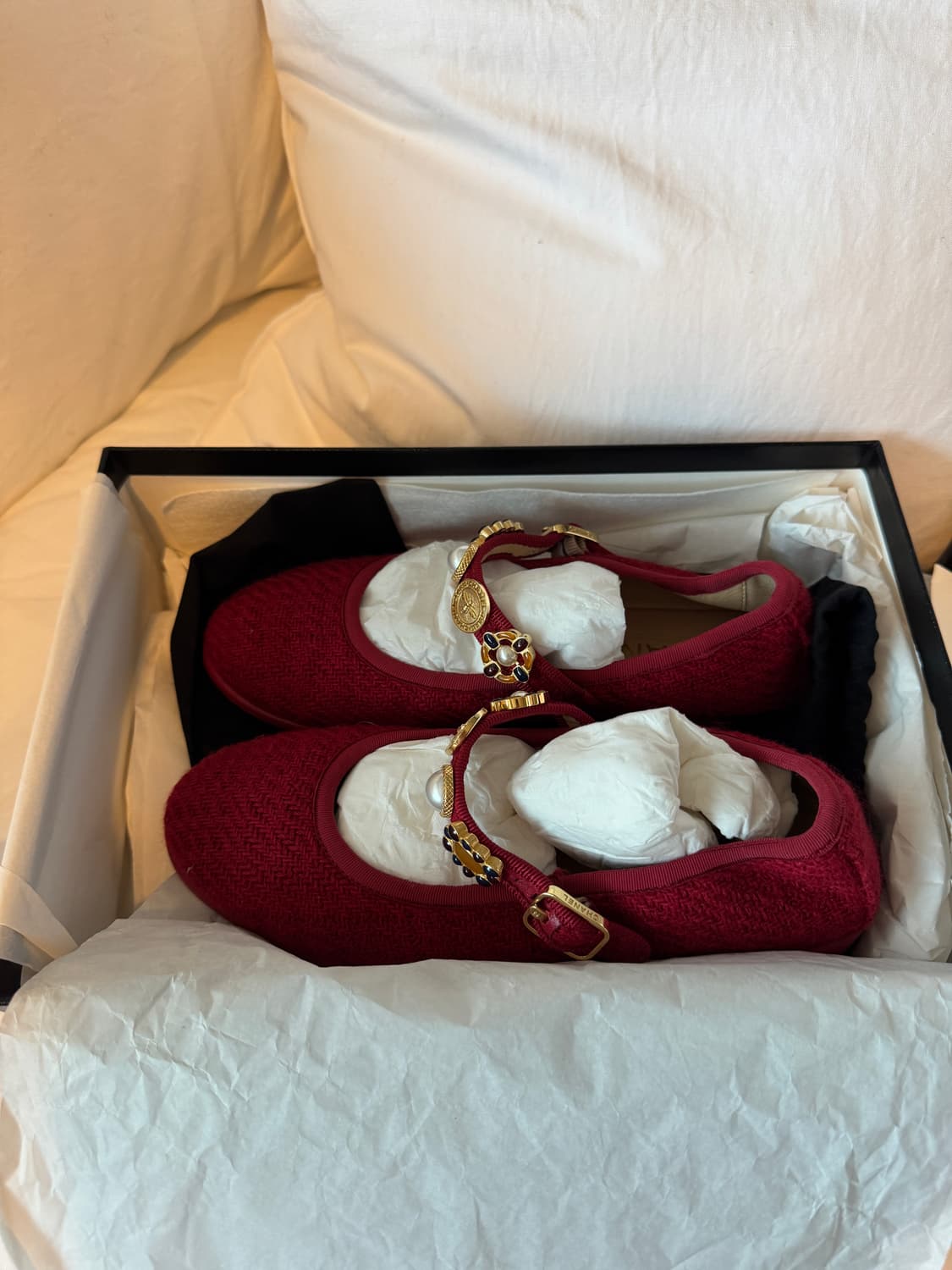 샤넬 메리제인 플랫슈즈 레드 37C 상품이미지3