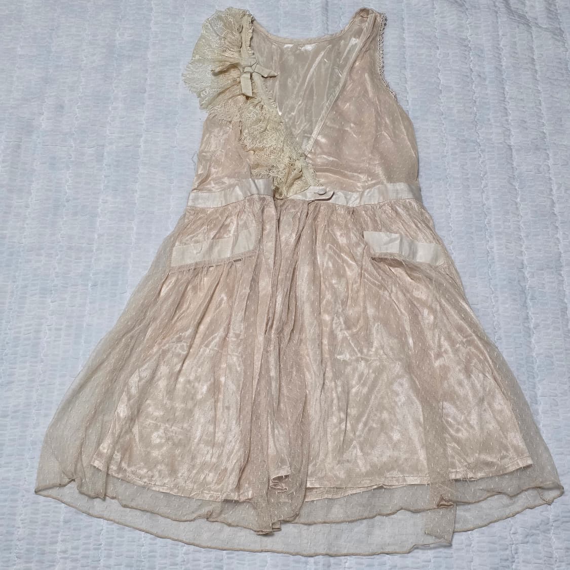 빈티지)레이스 프릴 히메라떼갸루st 도트새틴 캉캉 모리걸 로맨틱 가디건 상품이미지3