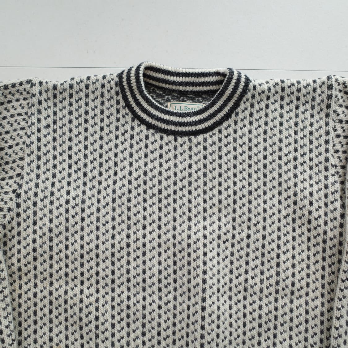 80s 엘엘빈 노르웨이 울혼방 버드아이 패턴 니트 L 상품이미지2