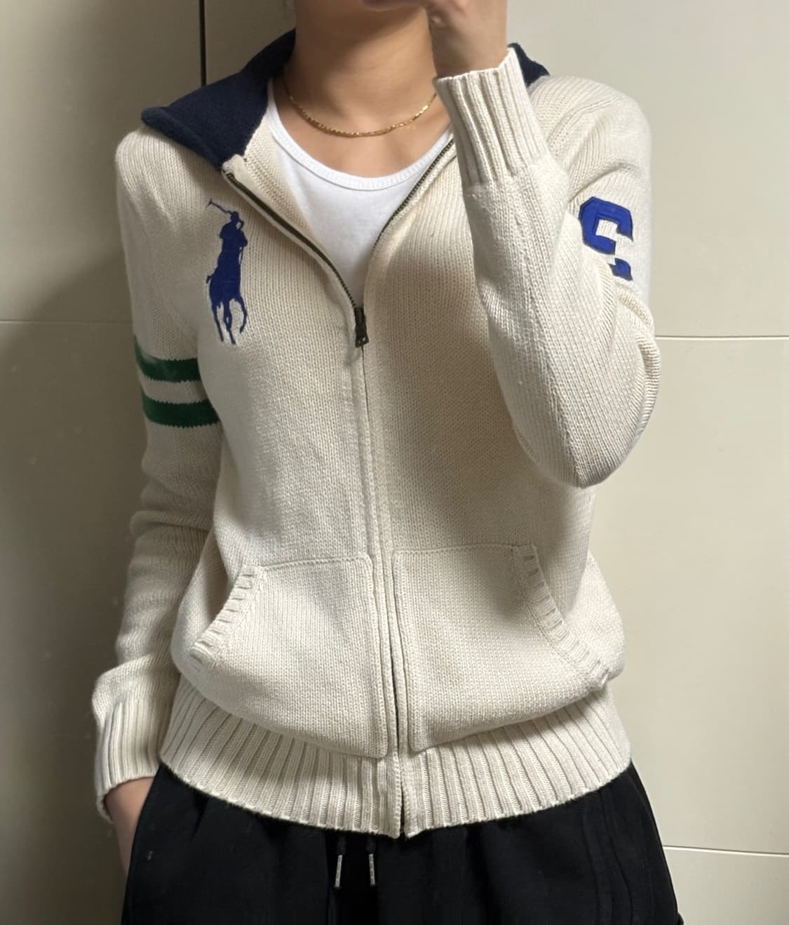 폴로 랄프로렌 빅포니 화이트 후드집업 상품이미지1