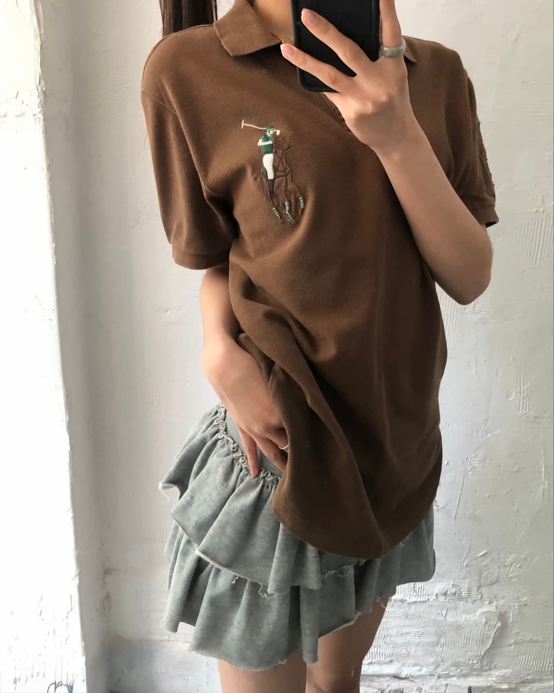Polo 폴로 랄프로렌 브라운 빅포니 코튼 PK 카라티셔츠 상품이미지6
