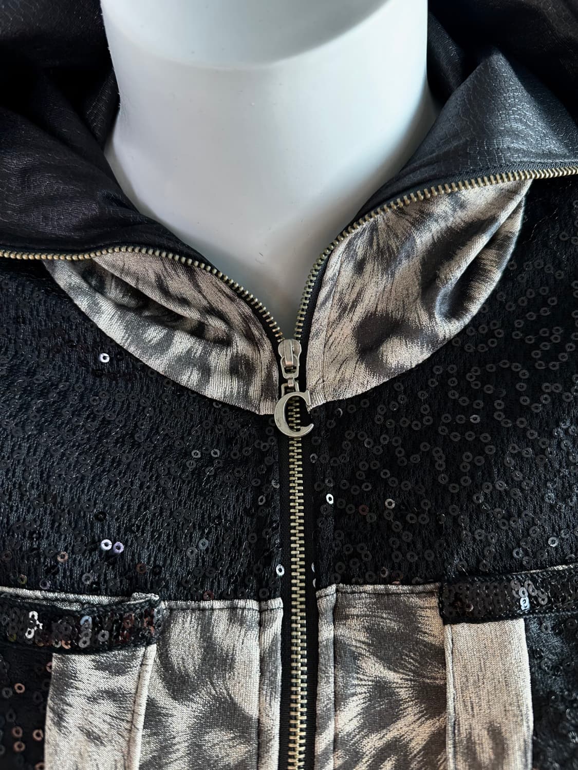 레오파드 믹스 크롭 후드 집업 상품이미지6