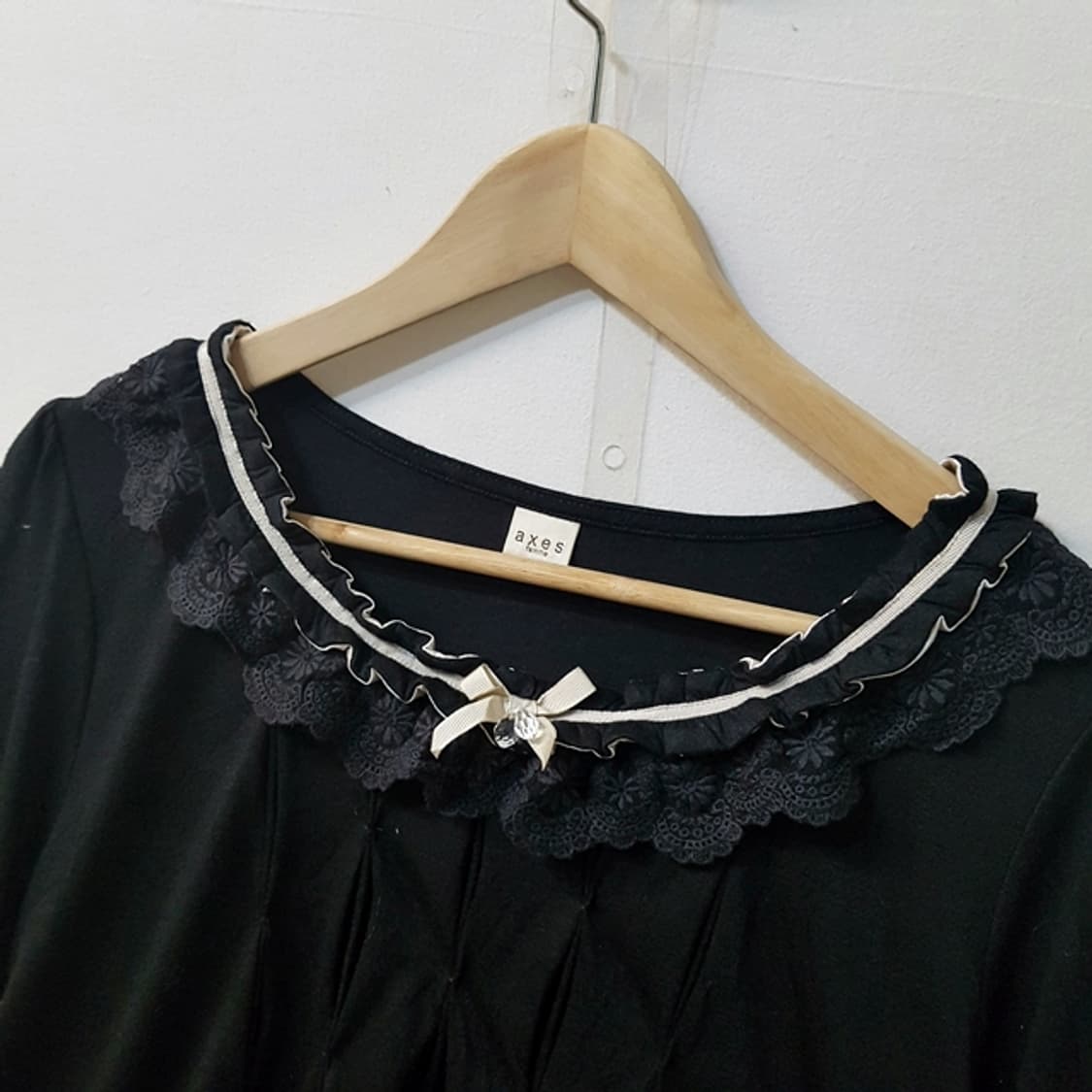 axes femme 프릴 블라우스 블랙 상품이미지2
