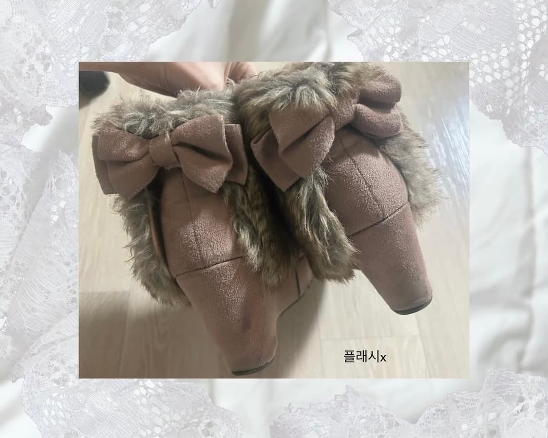 리즈리사 통굽 리본 퍼 부츠 240 상품이미지3