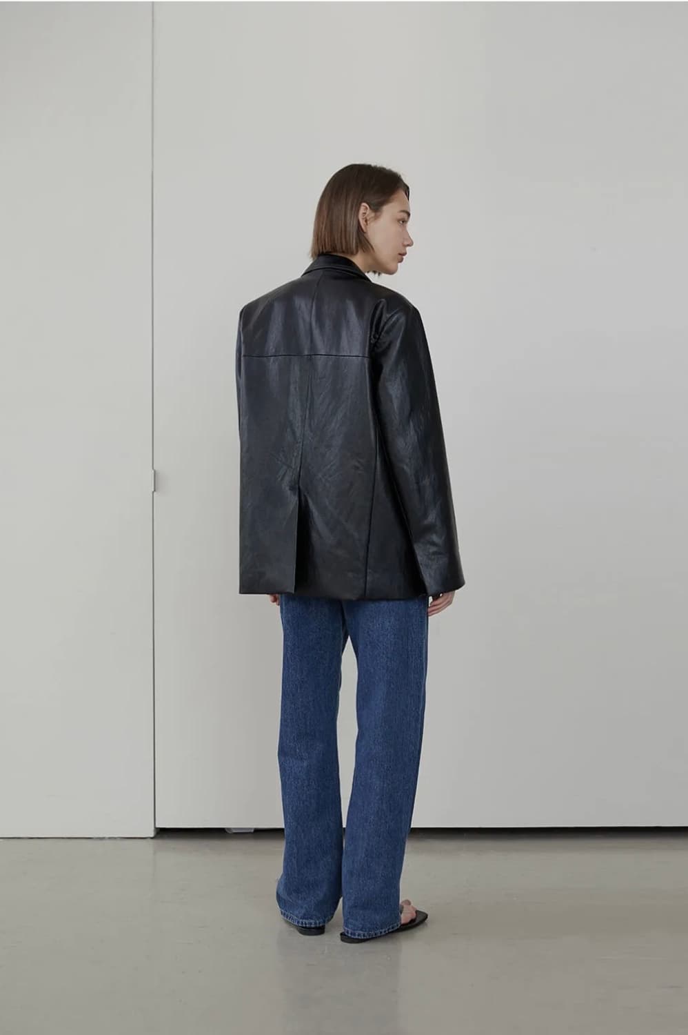 loose leather jacket (black) 상품이미지3