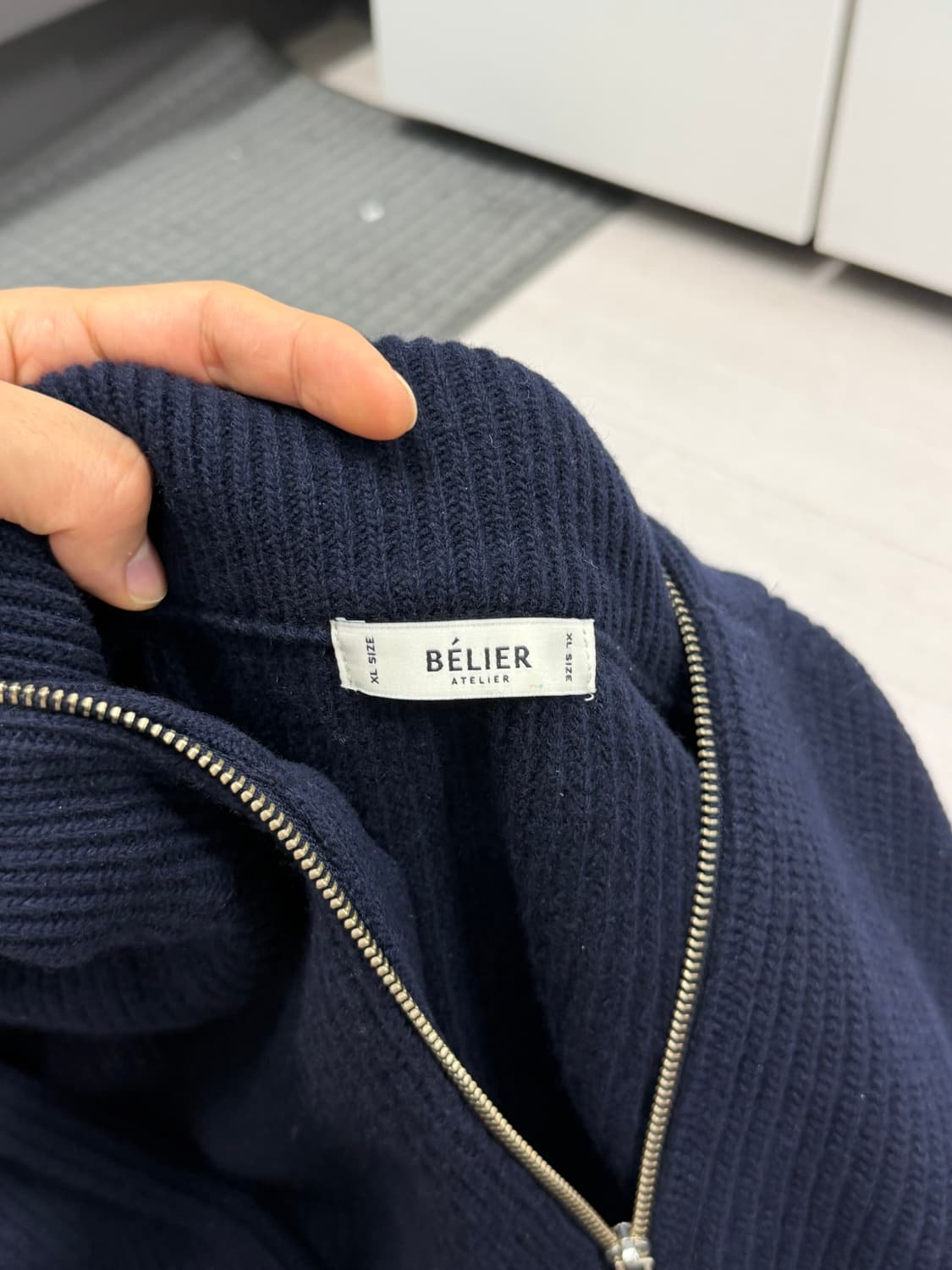 벨리에 / 23FW 하프 니트 집업 / 다크네이비 / XL 상품이미지3