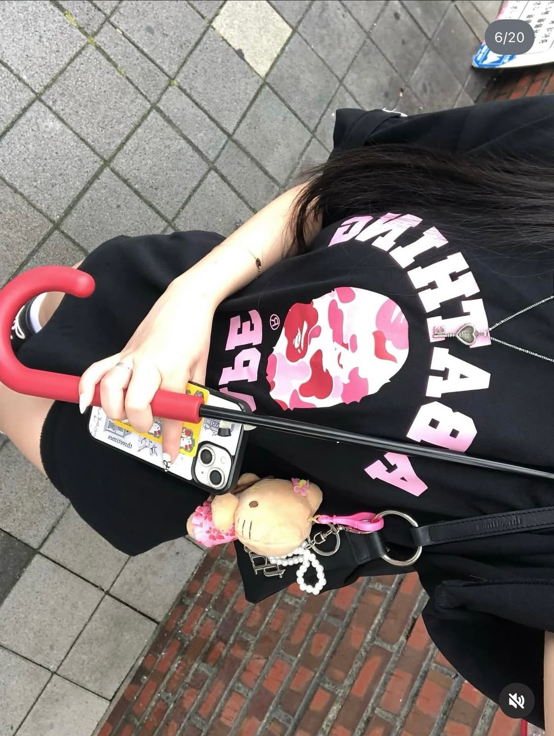 베이프 핑크카모 ABC컬리지 티셔츠 블랙 M 상품이미지1