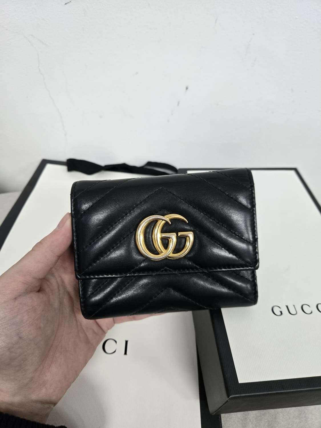 [보증서 정품]구찌 마몬트 GG 삼단 중지갑 상품이미지1