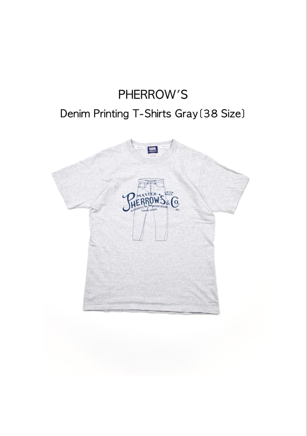 PHERROW’S 데님 프린팅 티셔츠 그레이 상품이미지1