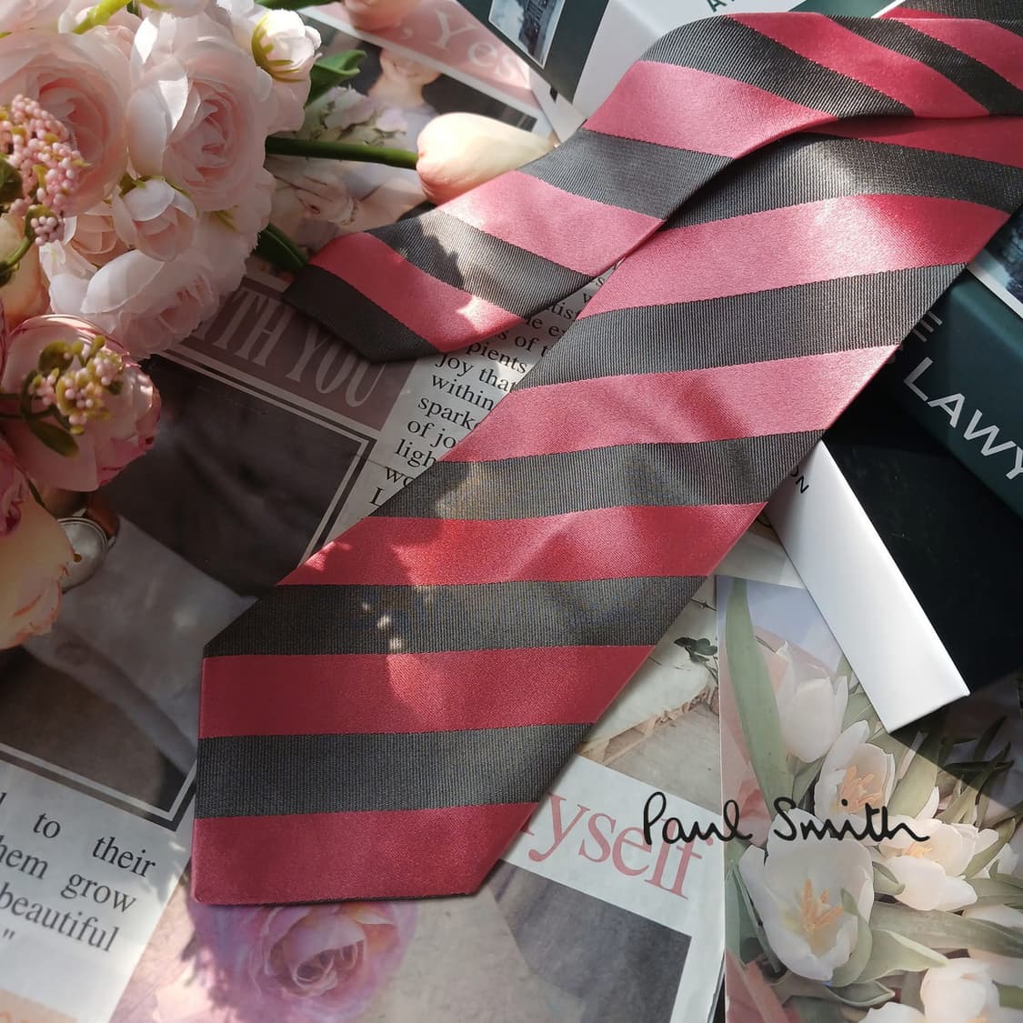 폴스미스 실크 핑크 스트라이프 넥타이 9cm A+등급 E862 상품이미지2