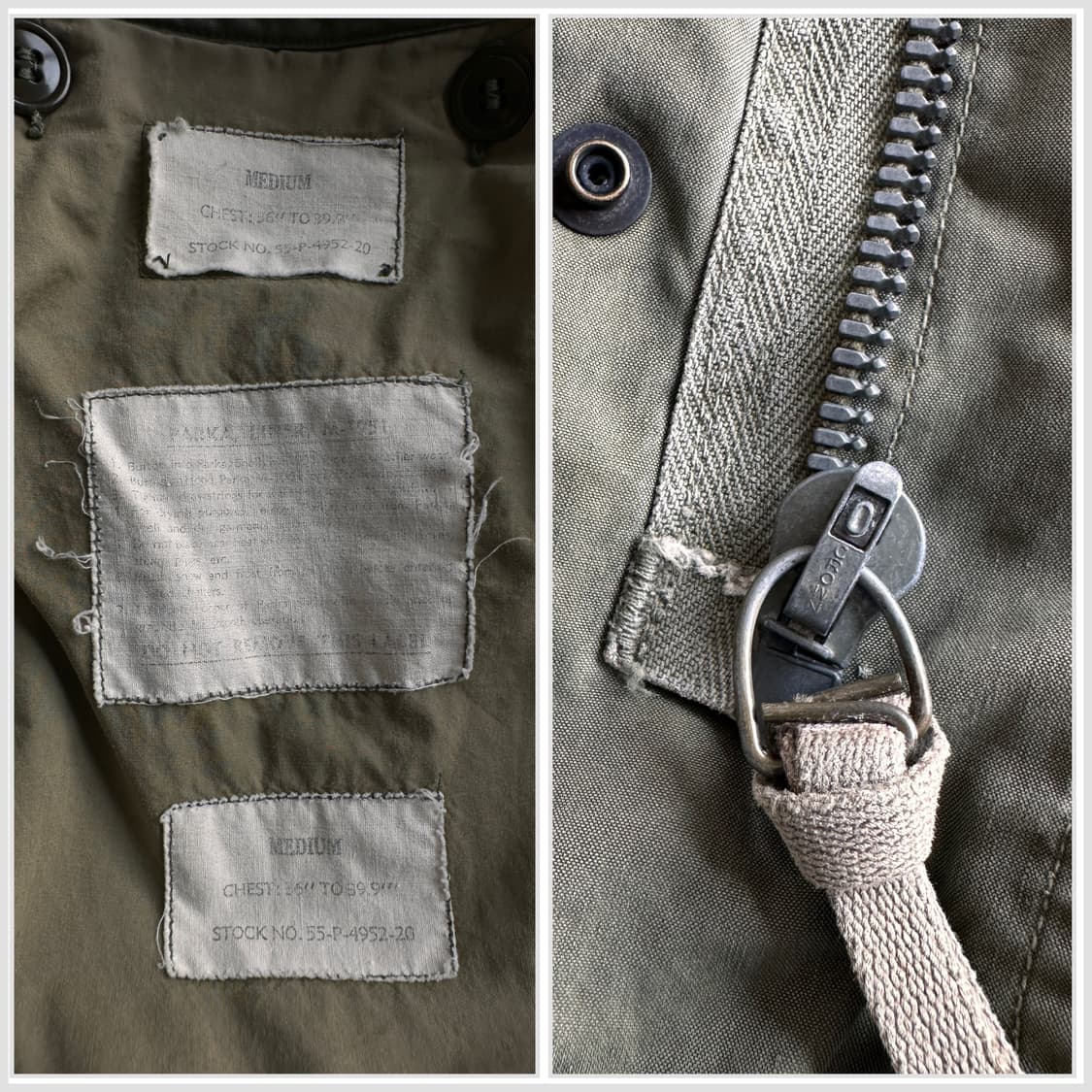 50s 미군 M-51 피쉬테일 파카 쉘+울파일 라이너 M 크라운지퍼 상품이미지5