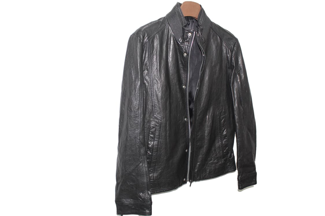 2000s JAPAN 하이넥 램스킨 레더 자켓 상품이미지4