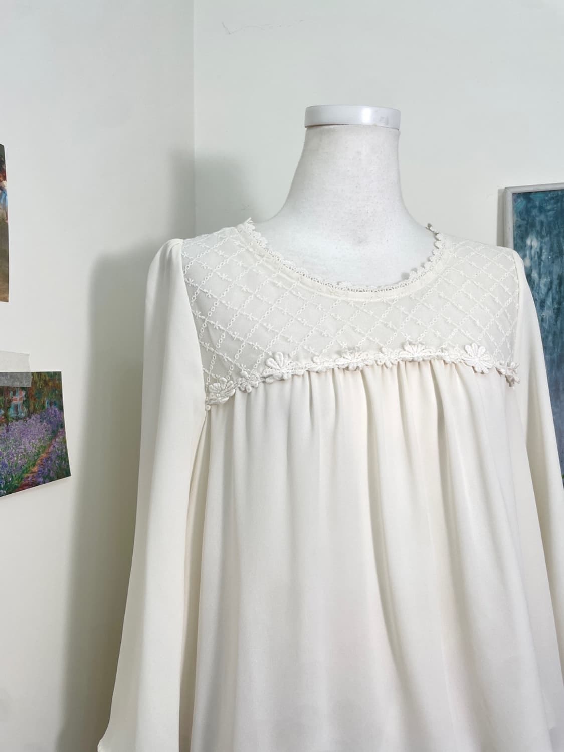 ivory mori lace shirring blouse(size-L) 상품이미지6