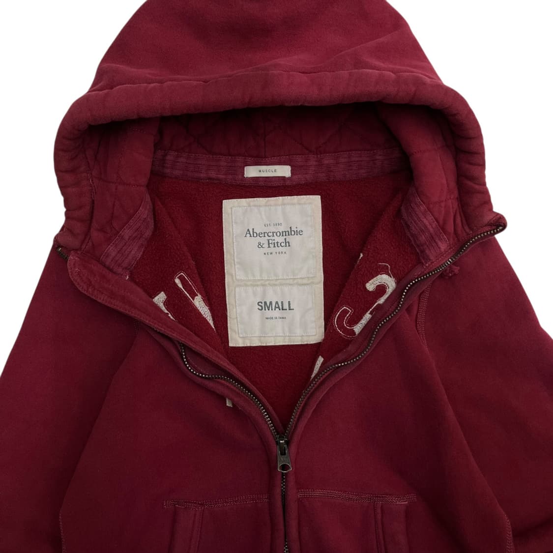 아베크롬비 센터로고 버건디 후드집업 S 상품이미지5