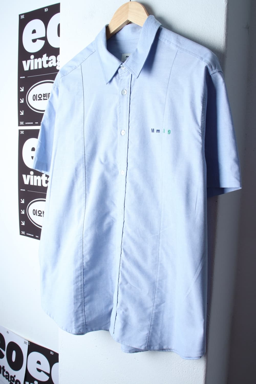 (M-XL) 엠엠엘지 반팔 카라 티셔츠 셔츠 남방 연블루-H33006 상품이미지1