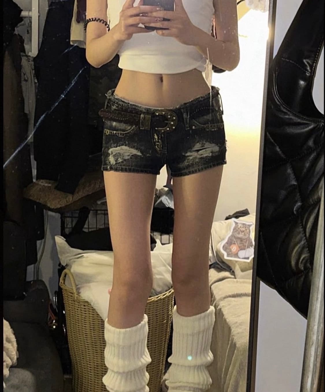 Y2K 진청 핫팬츠 상품이미지1