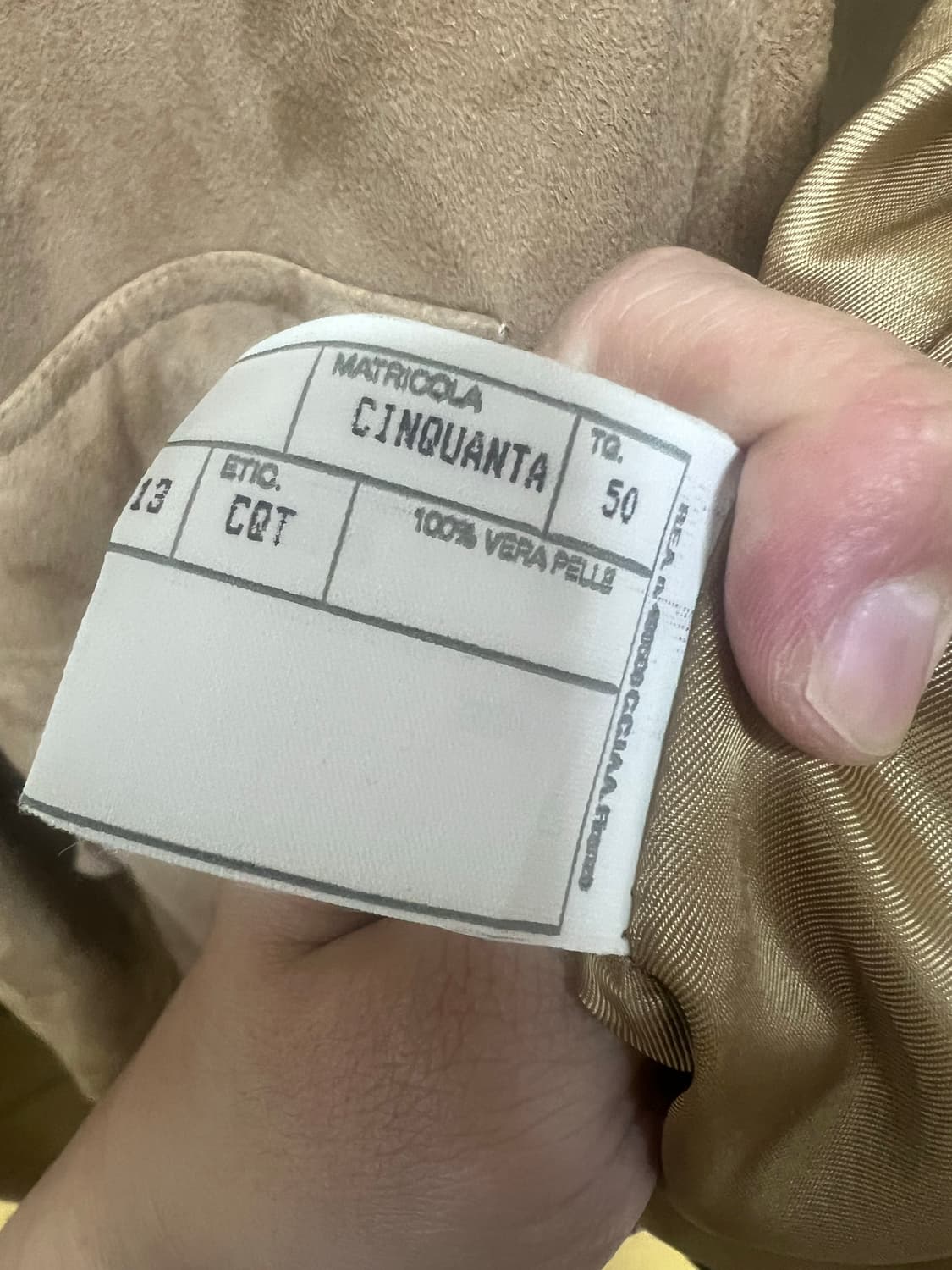 친콴타 50 (Cinquanta) 베이지 스웨이드 가죽자켓 50사이즈 상품이미지5
