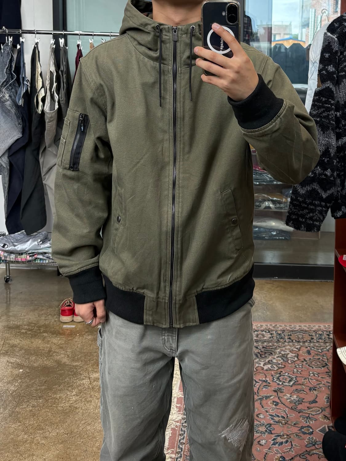 ILL’S 캔버스 밀리터리 플리스 워크 후드집업 상품이미지3