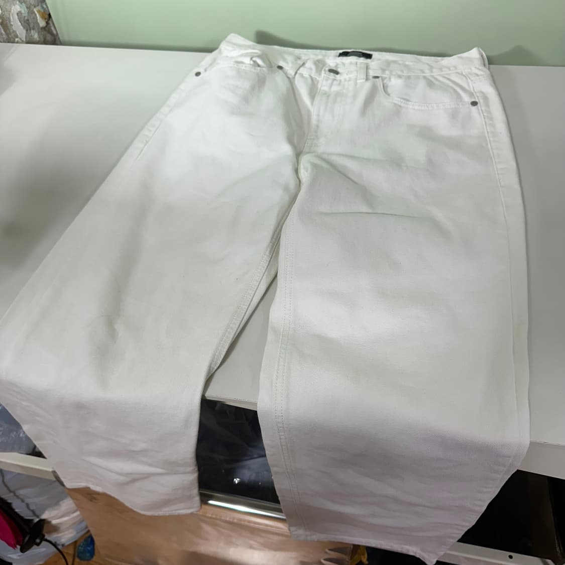 L 33 무신사스탠다드 무탠다드 크림화이트 일자핏 데님팬츠 청바지 상품이미지1