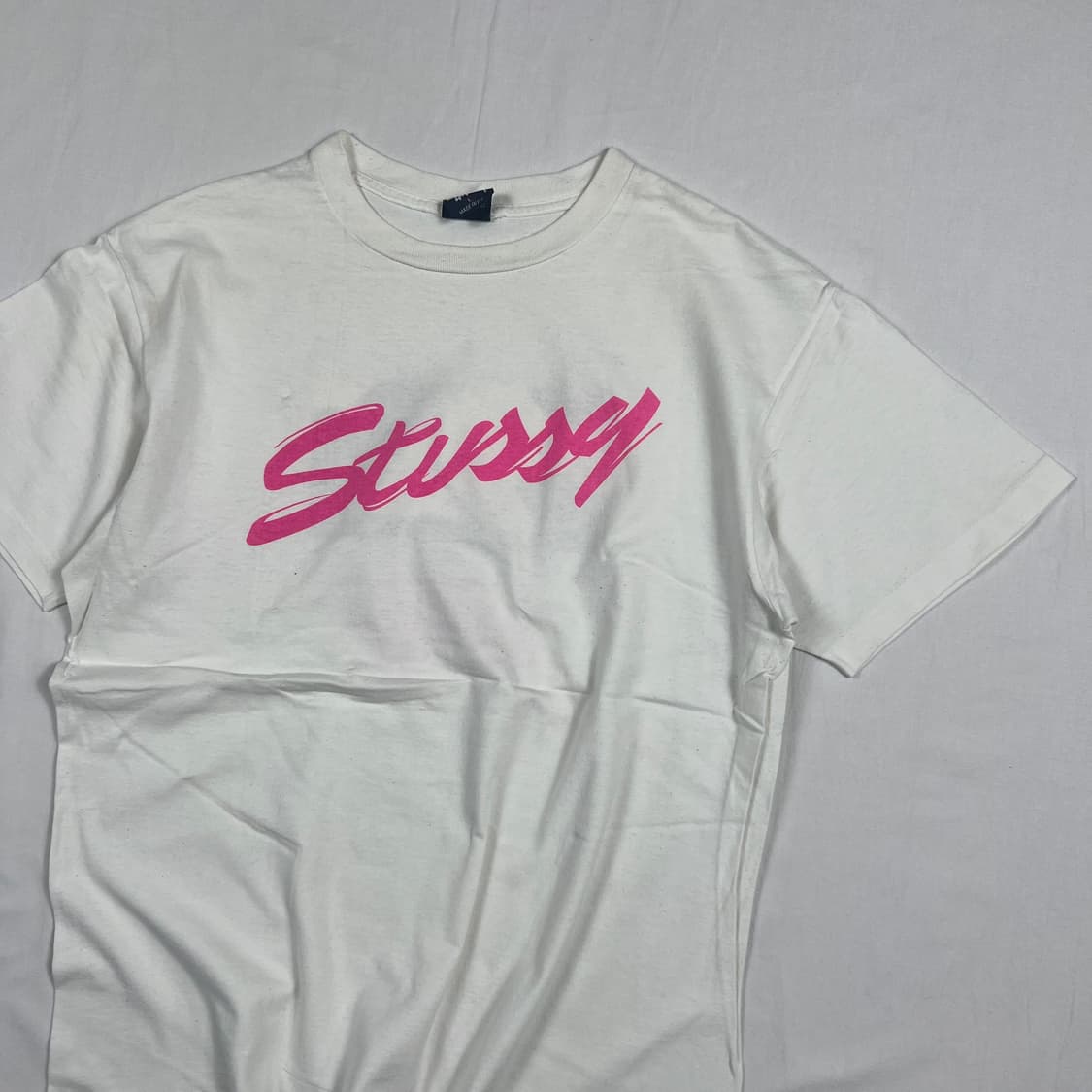 90‘s 스투시 stussy 핑크 로고 프린트 반팔티 상품이미지3