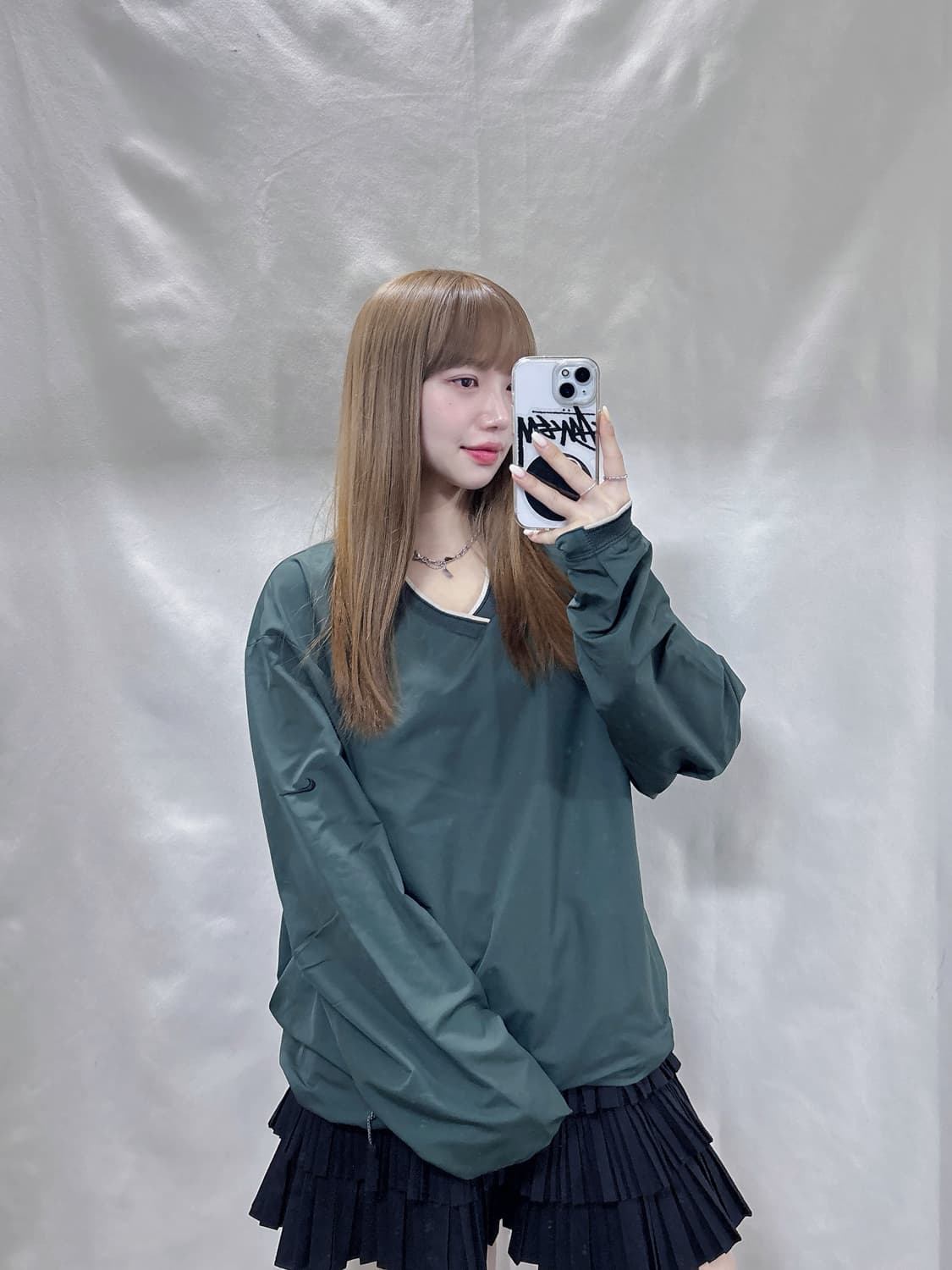 나이키 GOLF 사이드 스우시 카키 풀오버 웜업  상품이미지1