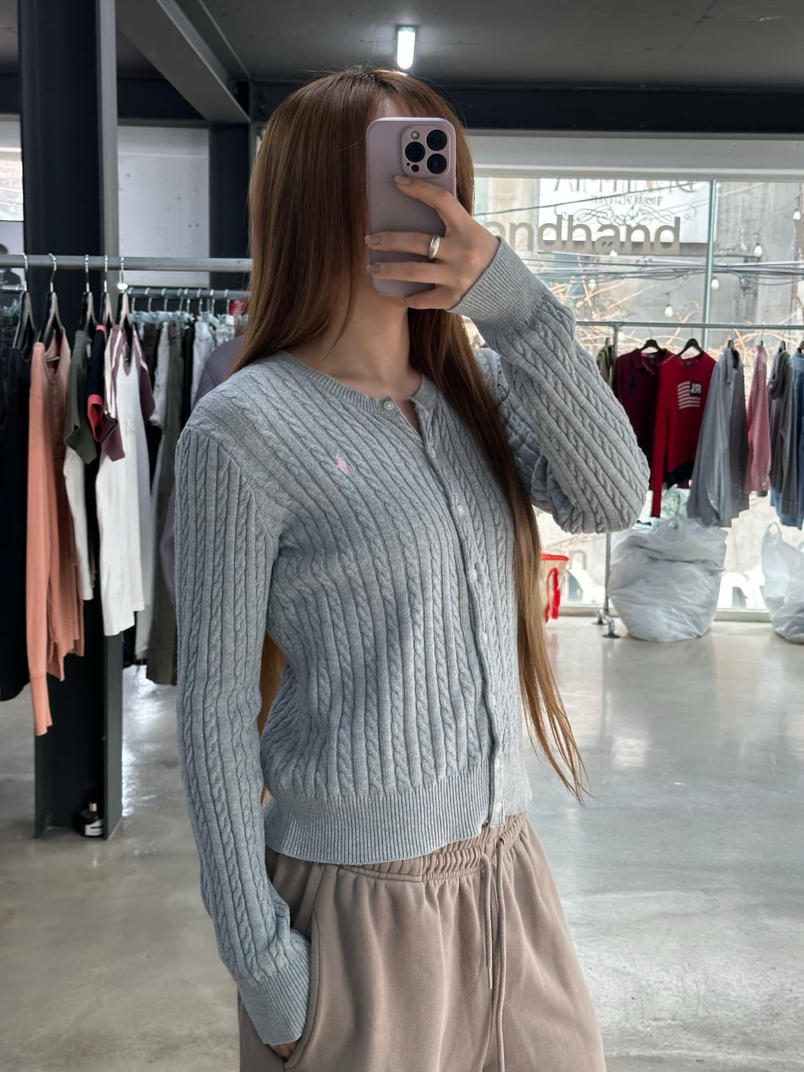 폴로랄프로렌 핑크포니 케이블 꽈배기 가디건  상품이미지2