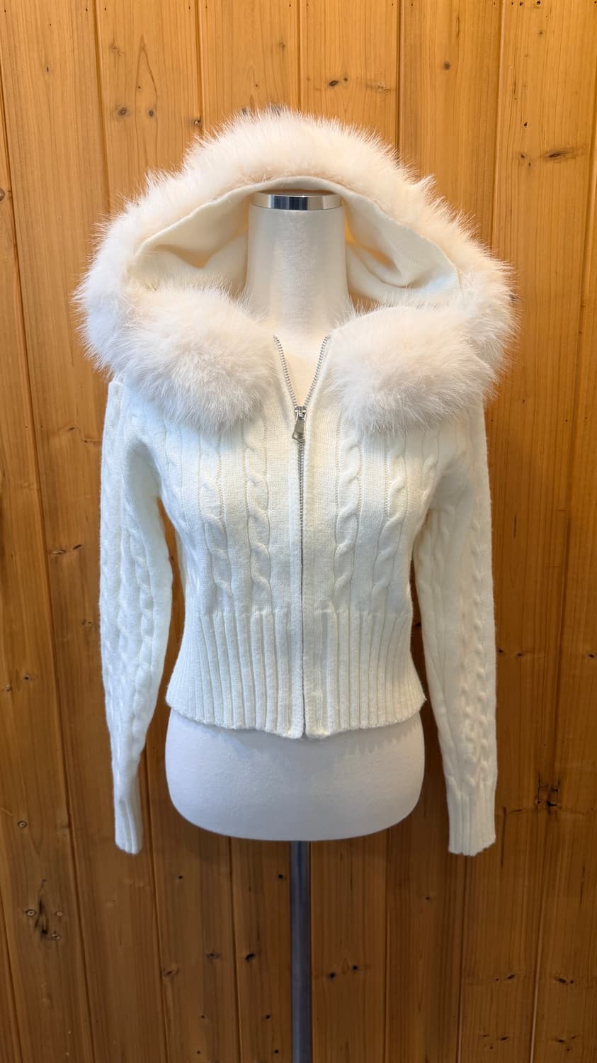 (여성) 꽈배기 크롭 숏 후드집업 상품이미지2