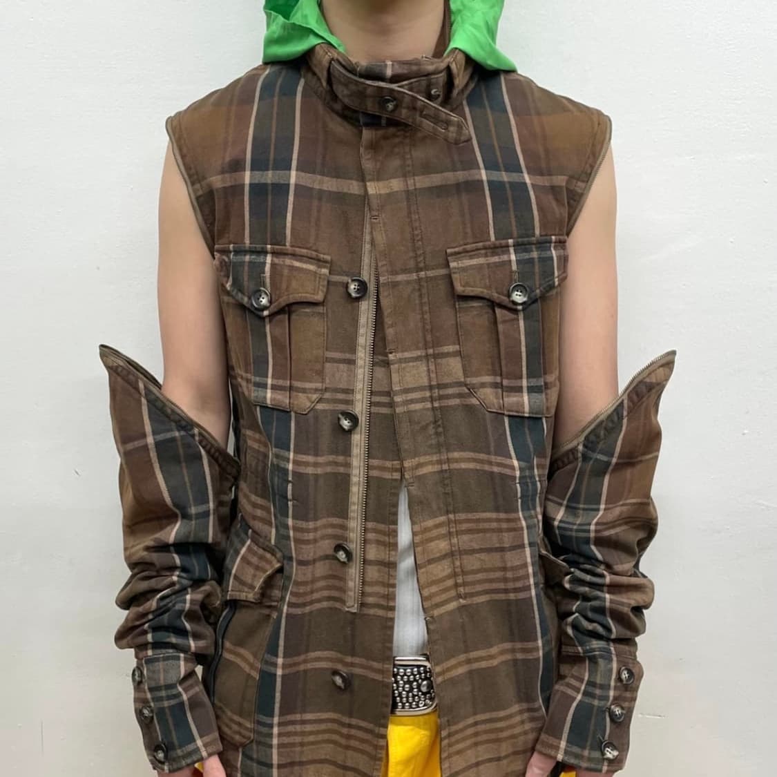 Checkered Green Hoodie Jacket 상품이미지1
