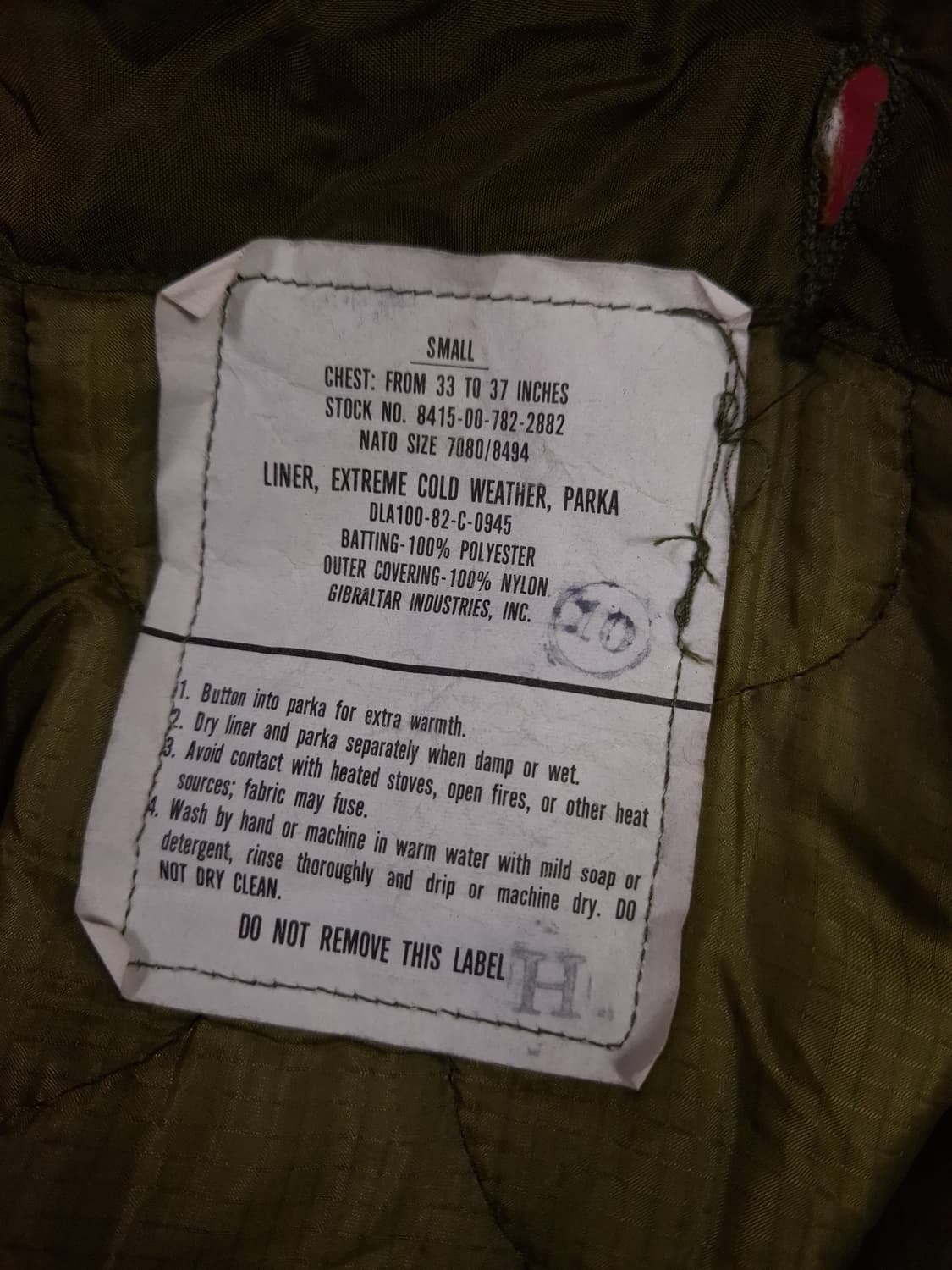 오리지날 미군 M-65 개파카 스몰사이즈 풀셋트 상품이미지4