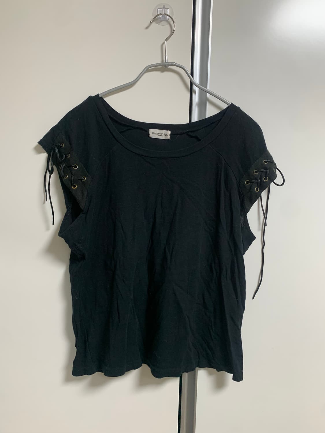 블랙 아일렛 반팔 티셔츠 고스 다크무드 상품이미지1