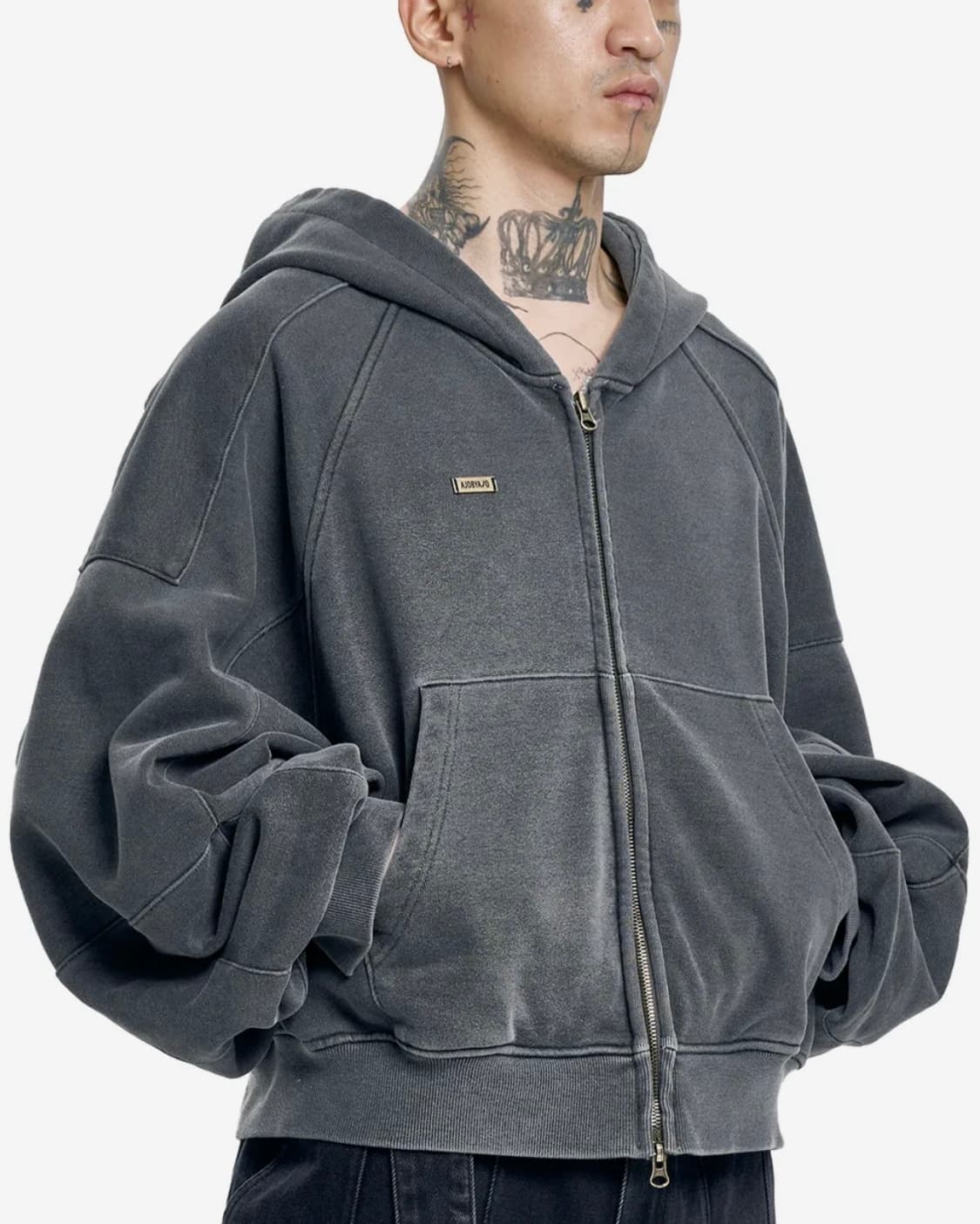 [L]. 단종된 아조바이아조 크롭 후드집업 [CHARCOAL] 상품이미지1