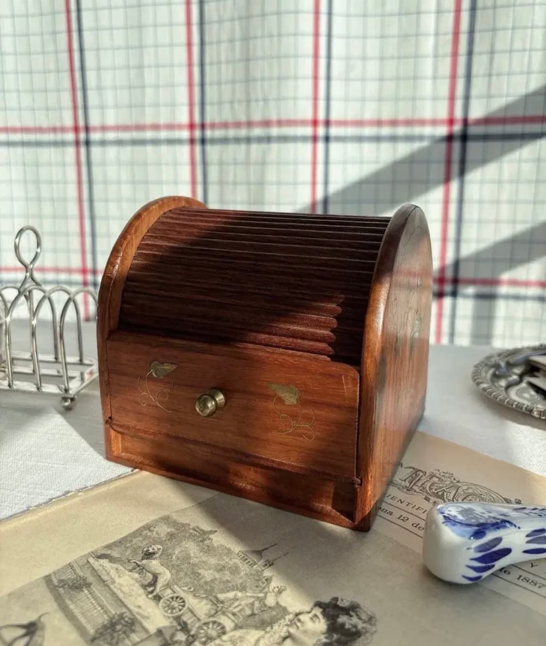 빈티지 롤탑 우드함 보석함 상품이미지1