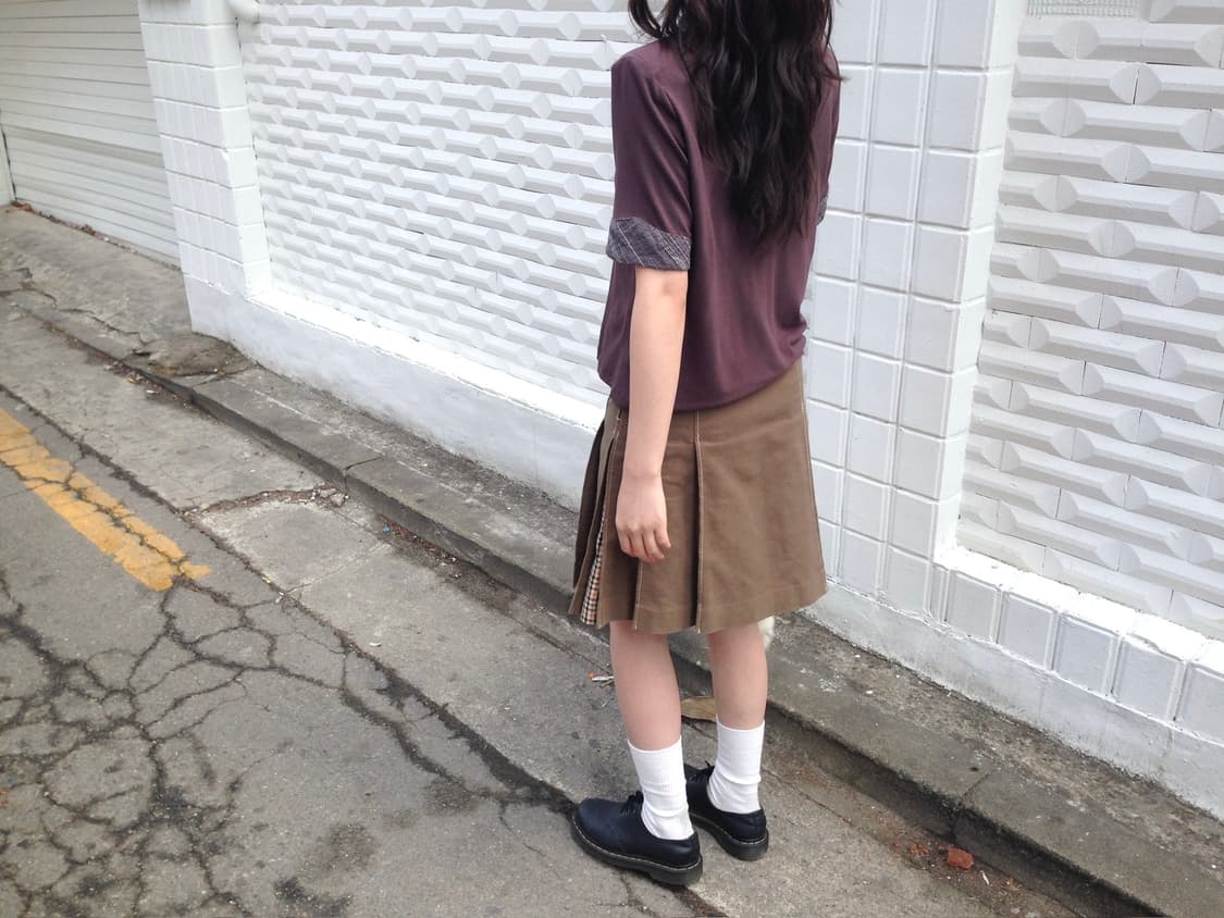 빈티지 프릴 반팔 셔츠 브라운 상품이미지7