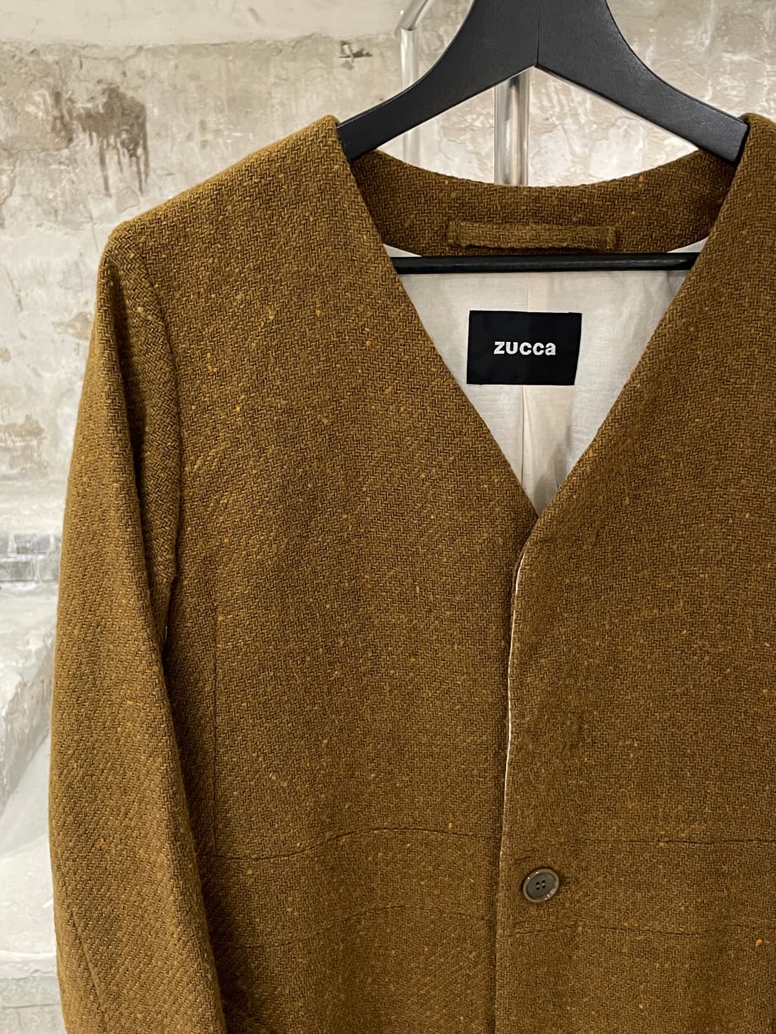 주카 골드 브라운 히든버튼 트위드 울 코트 상품이미지2