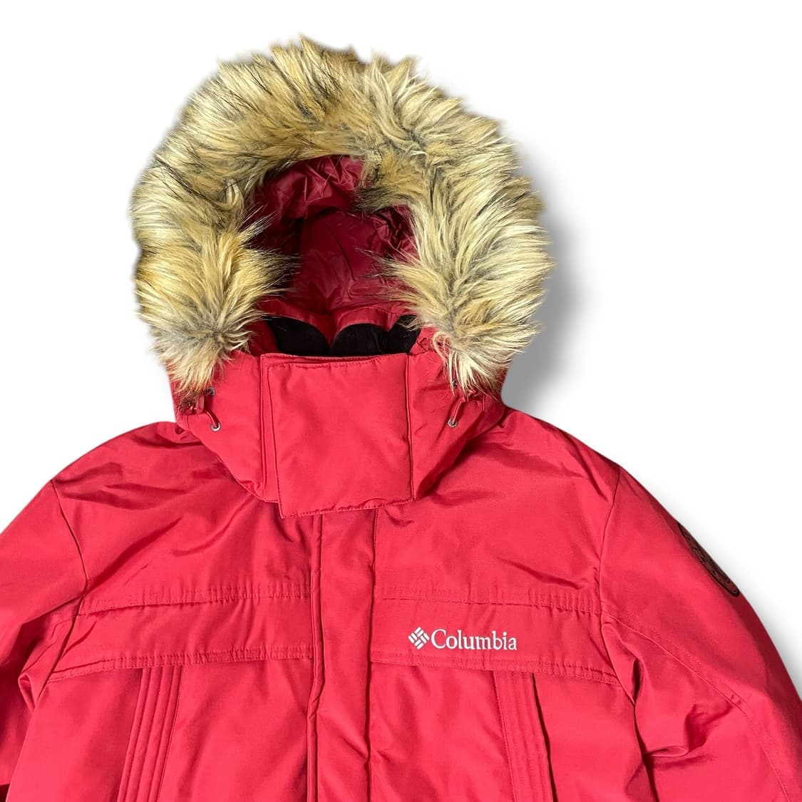 컬럼비아 레드 덕다운 후드퍼 야상 패딩 점퍼 L 상품이미지3