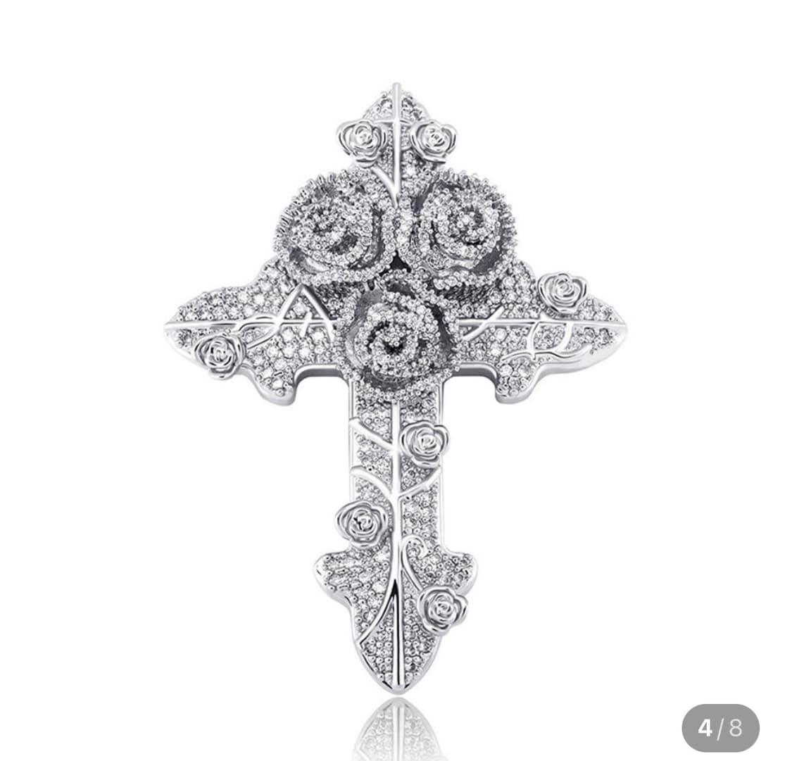 릴우지버트 로즈십자가 아이스 팬던트 체인 목걸이 힙합아이스목걸이 상품이미지1