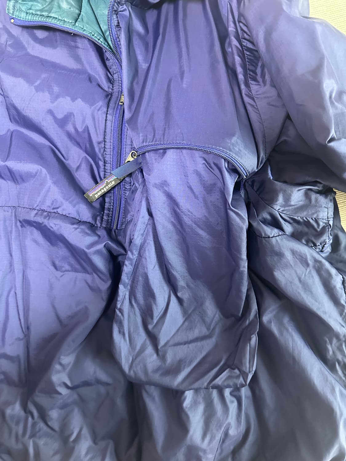 90s 파타고니아 빈티지 퍼프볼 풀오버 퍼플 청록 상품이미지5