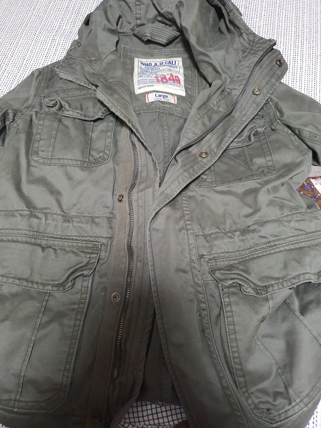 [빈티지] 후아유 카키색 후드 야상 점퍼 상품이미지5