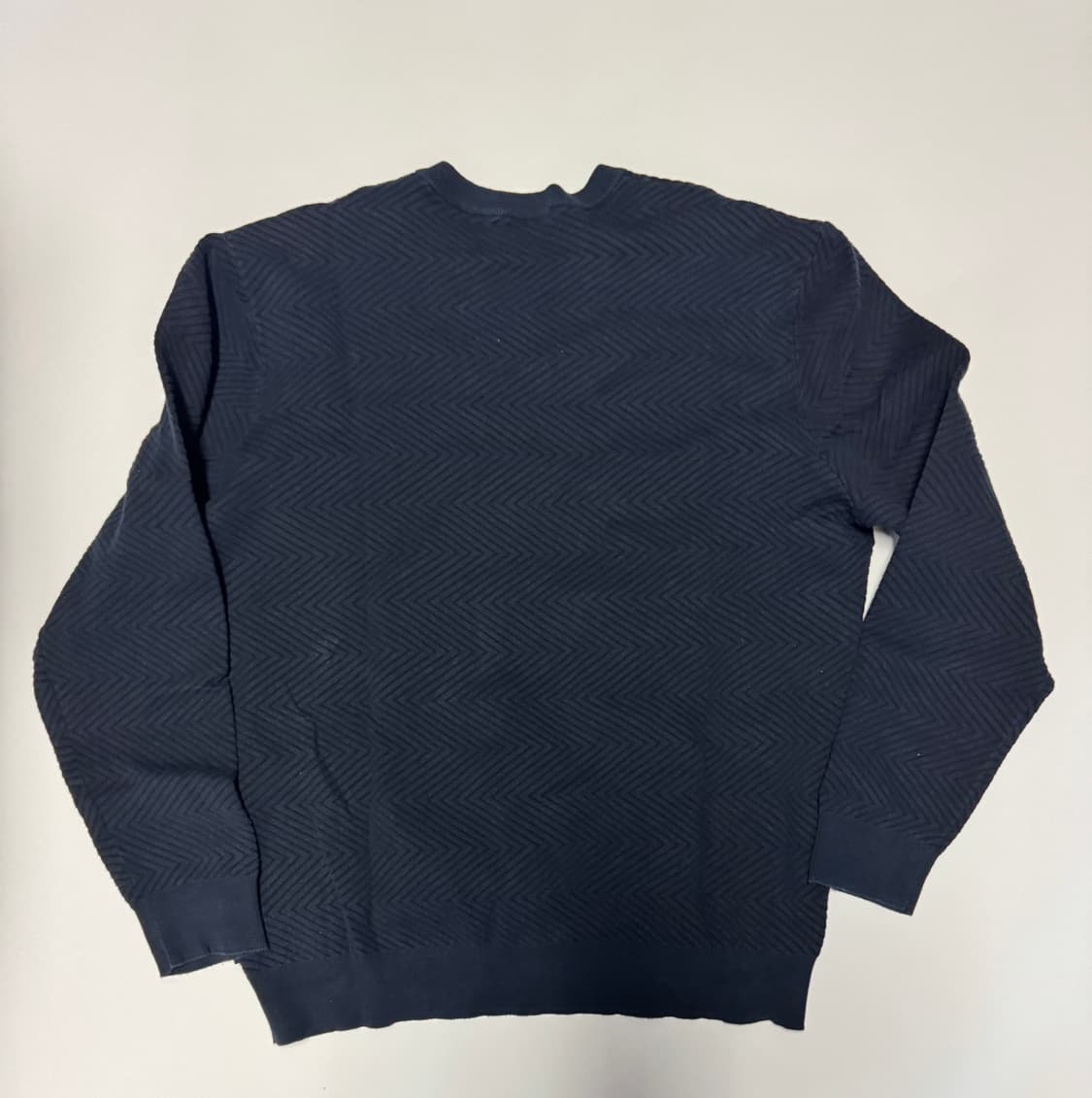 아르마니 익스체인지 미니멀 브이넥 코튼 물결 니트 L ~ XL 네이비 상품이미지2