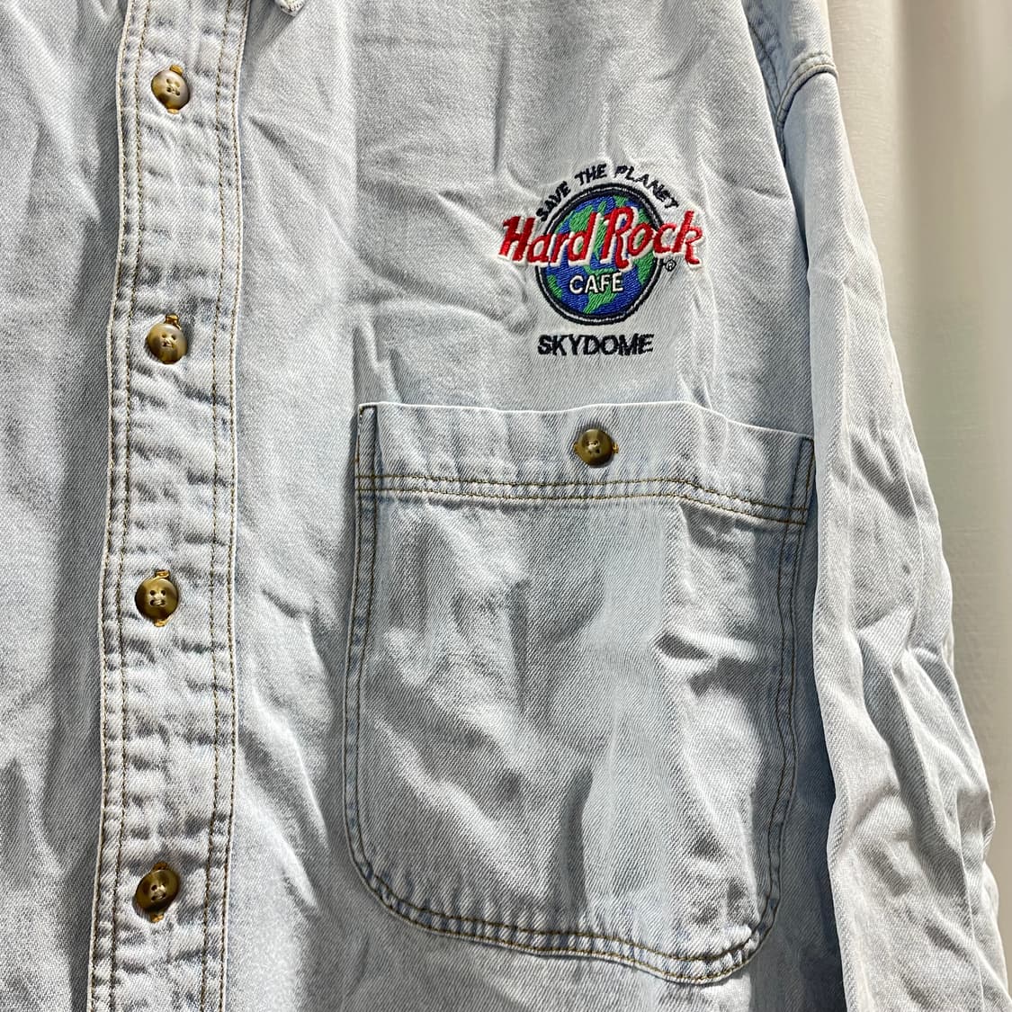 하드락 카페 굿즈/ 스카이돔 체스트로고 데님 셔츠/ L 상품이미지5