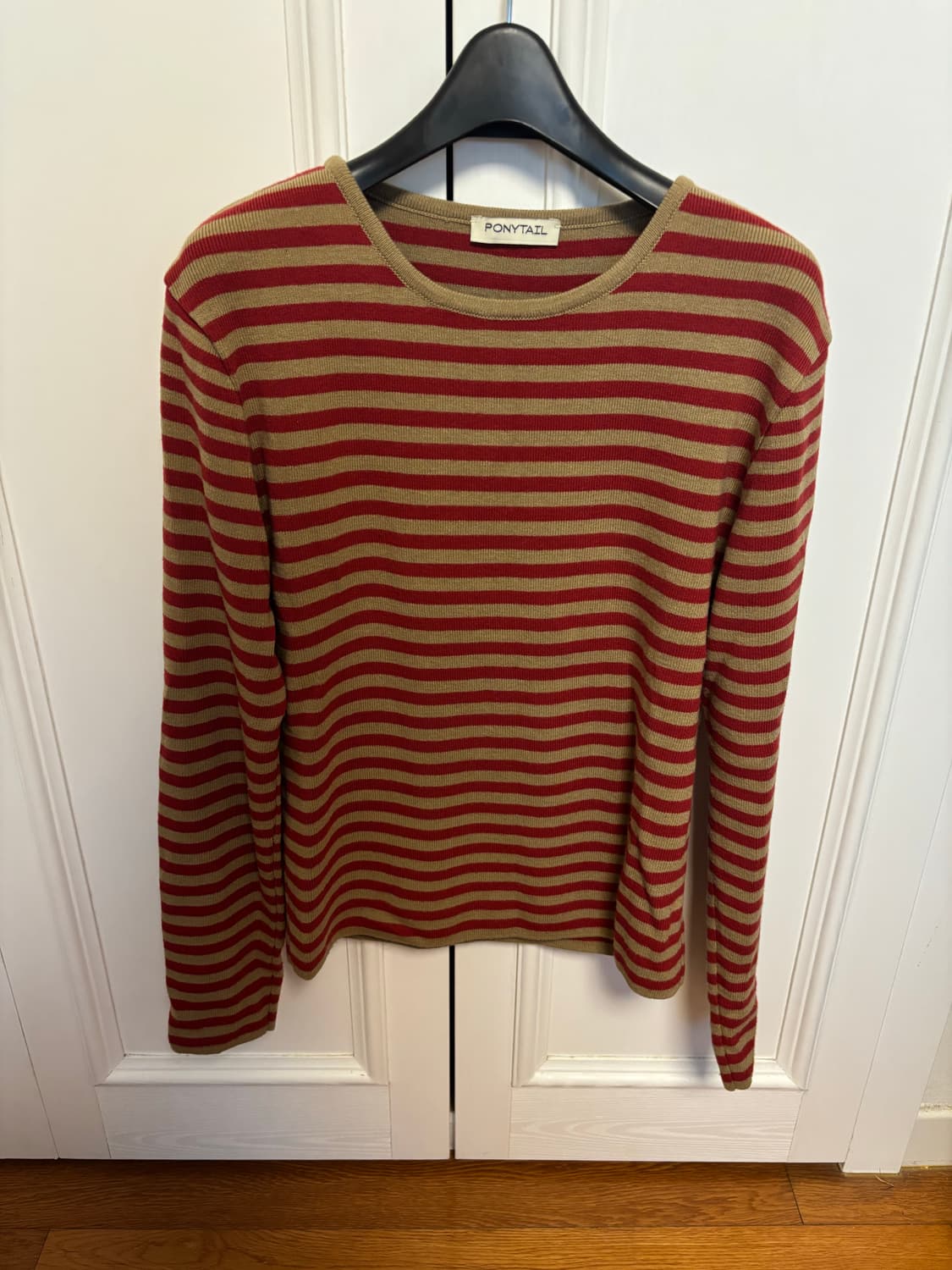 포니테일 콤보 스트라이프 니트 티셔츠 PONYTAIL combo 상품이미지1